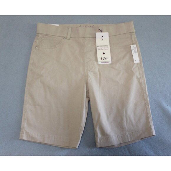 Gloria Vanderbilt Pull On Beige High Rise Shape Effect Bermuda Shorts 14P NWT - Picture 1 of 5